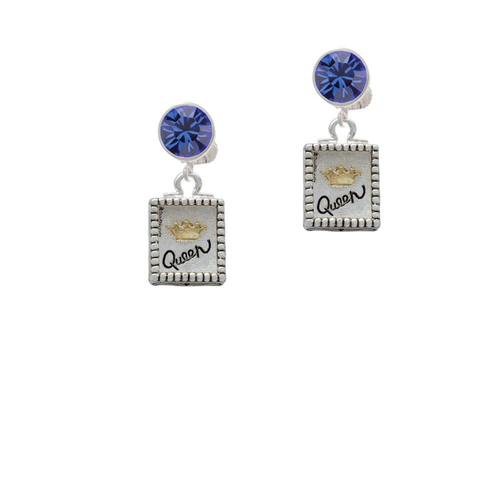 Shadow Box Queen with Gold Tone Crown Crystal Clip On Earrings Image 7