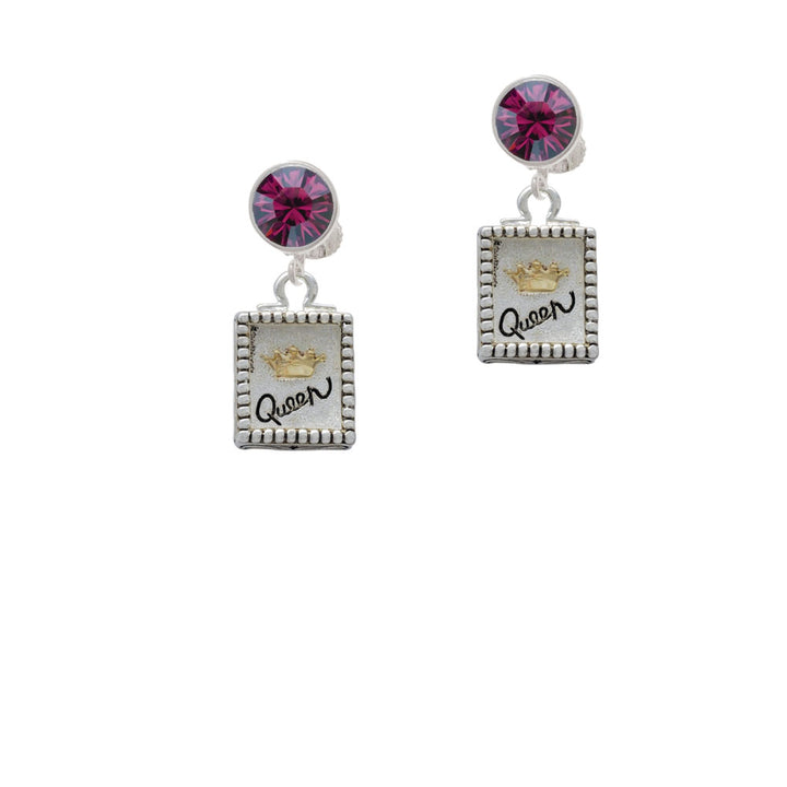 Shadow Box Queen with Gold Tone Crown Crystal Clip On Earrings Image 8