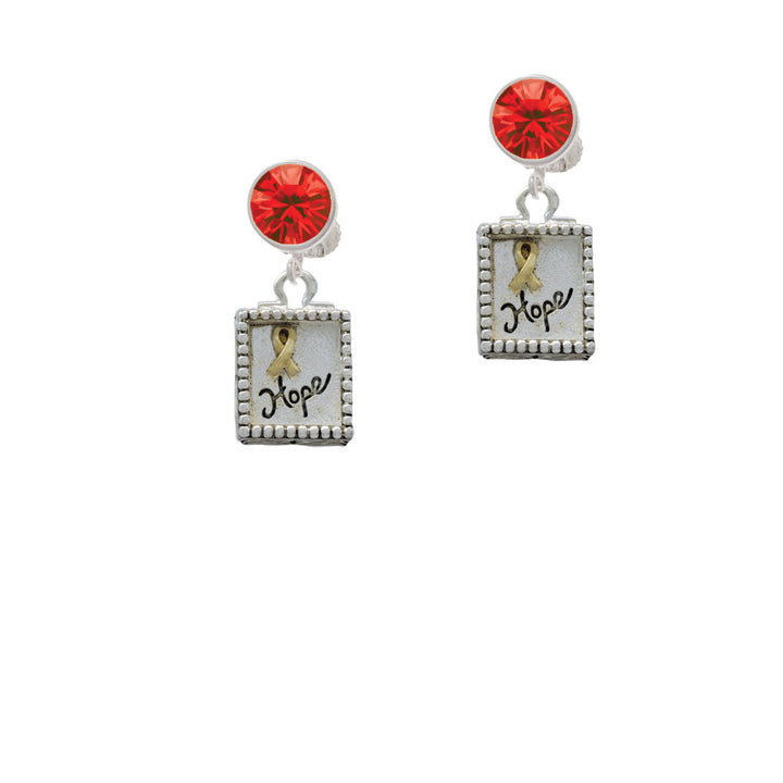 Shadow Box Hope with Gold Tone Ribbon Crystal Clip On Earrings Image 4