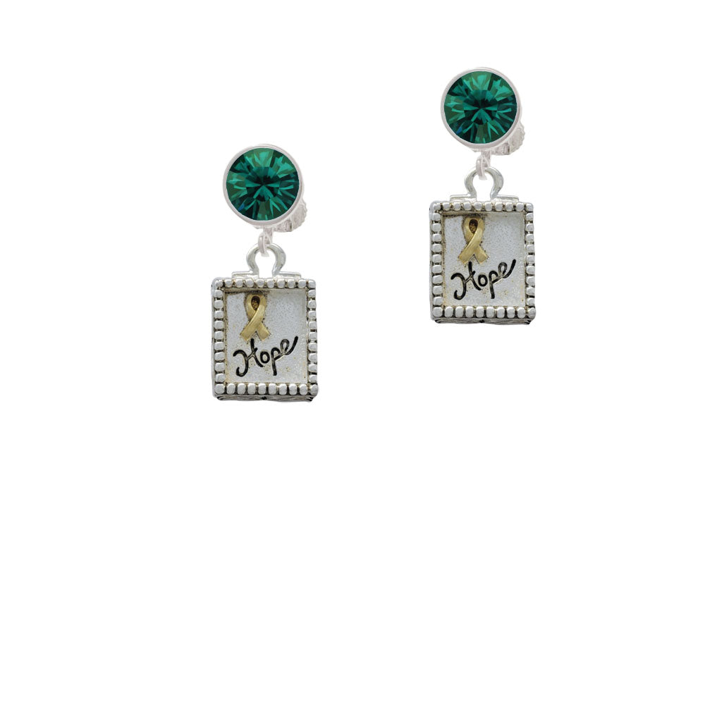 Shadow Box Hope with Gold Tone Ribbon Crystal Clip On Earrings Image 6