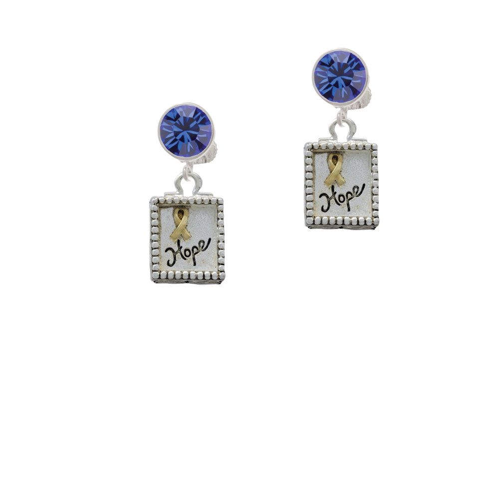 Shadow Box Hope with Gold Tone Ribbon Crystal Clip On Earrings Image 7