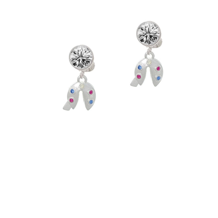 Multicolored Crystal Fortune Cookie Crystal Clip On Earrings Image 1