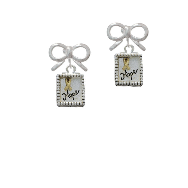 Shadow Box Hope with Gold Tone Ribbon Crystal Clip On Earrings Image 9