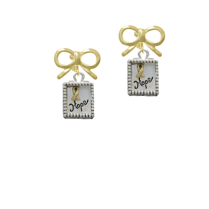 Shadow Box Hope with Gold Tone Ribbon Crystal Clip On Earrings Image 10