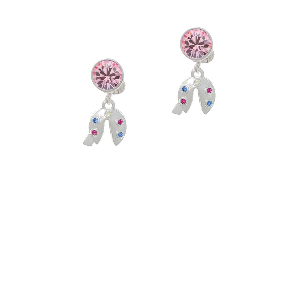 Multicolored Crystal Fortune Cookie Crystal Clip On Earrings Image 4