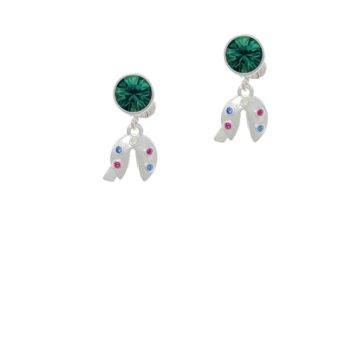 Multicolored Crystal Fortune Cookie Crystal Clip On Earrings Image 1