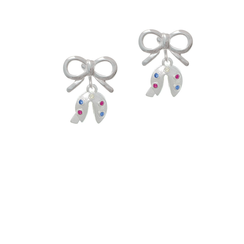 Multicolored Crystal Fortune Cookie Crystal Clip On Earrings Image 9