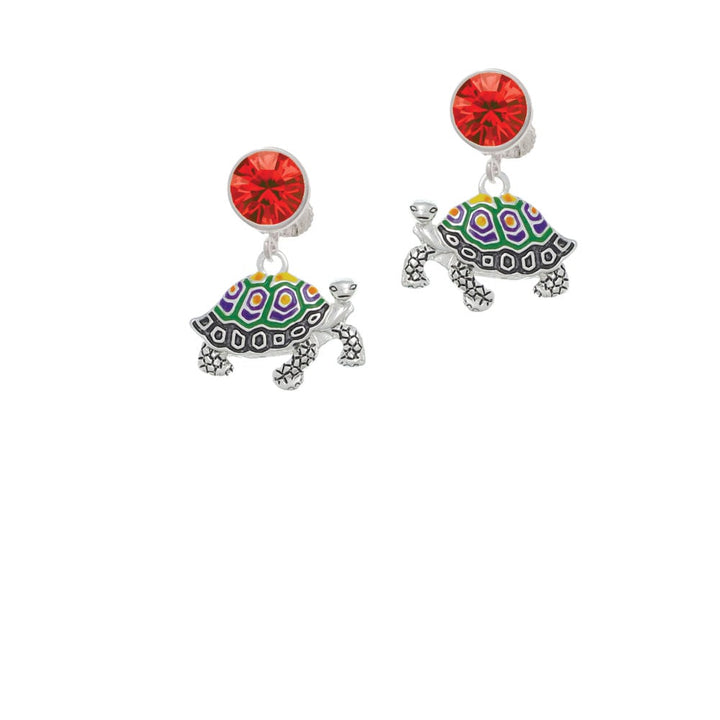 Enamel Side Turtle Crystal Clip On Earrings Image 4