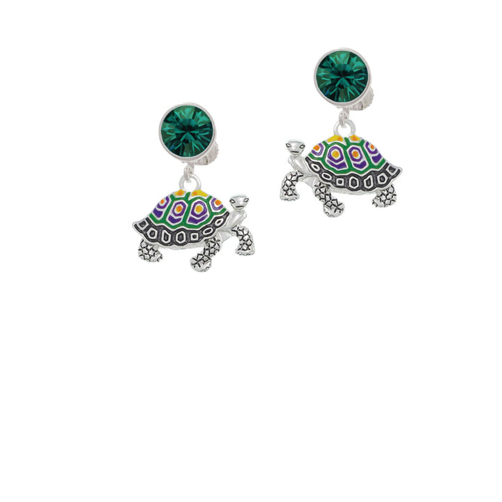 Enamel Side Turtle Crystal Clip On Earrings Image 6