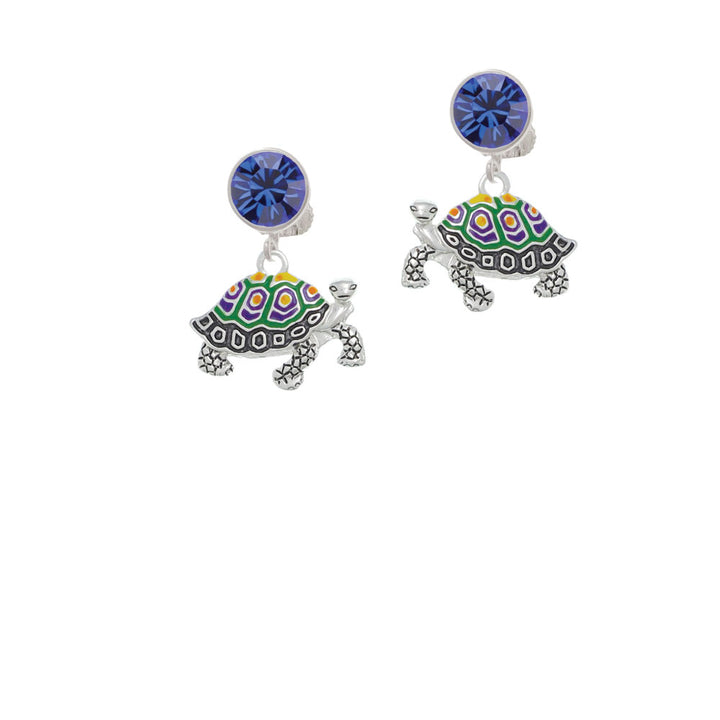 Enamel Side Turtle Crystal Clip On Earrings Image 7