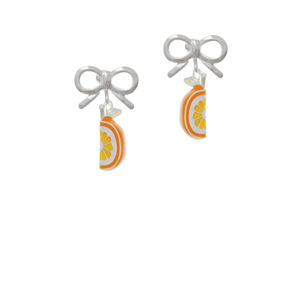 3-D Enamel Orange Slice Crystal Clip On Earrings Image 9