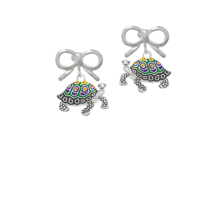 Enamel Side Turtle Crystal Clip On Earrings Image 9