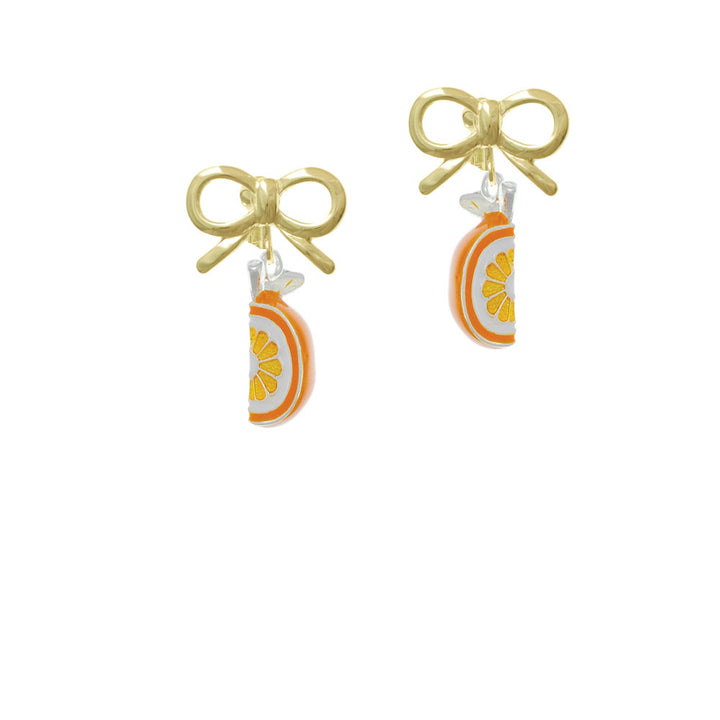 3-D Enamel Orange Slice Crystal Clip On Earrings Image 10