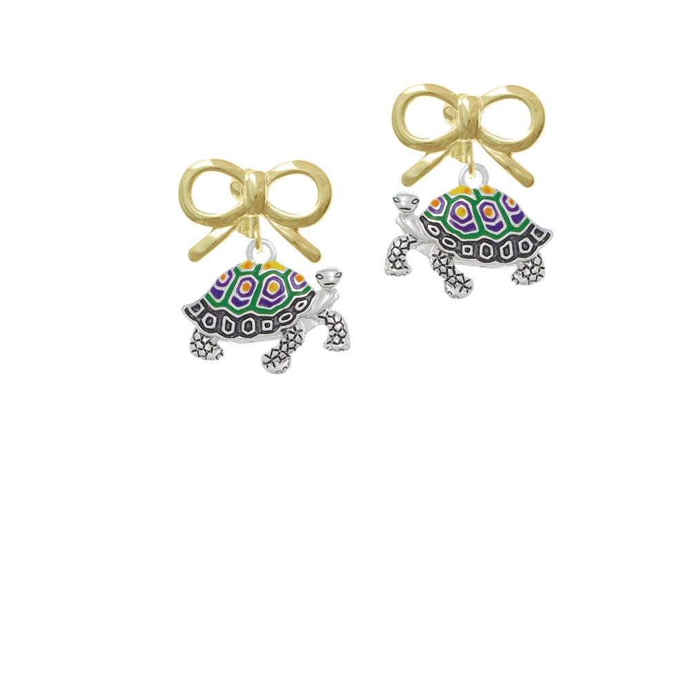 Enamel Side Turtle Crystal Clip On Earrings Image 10