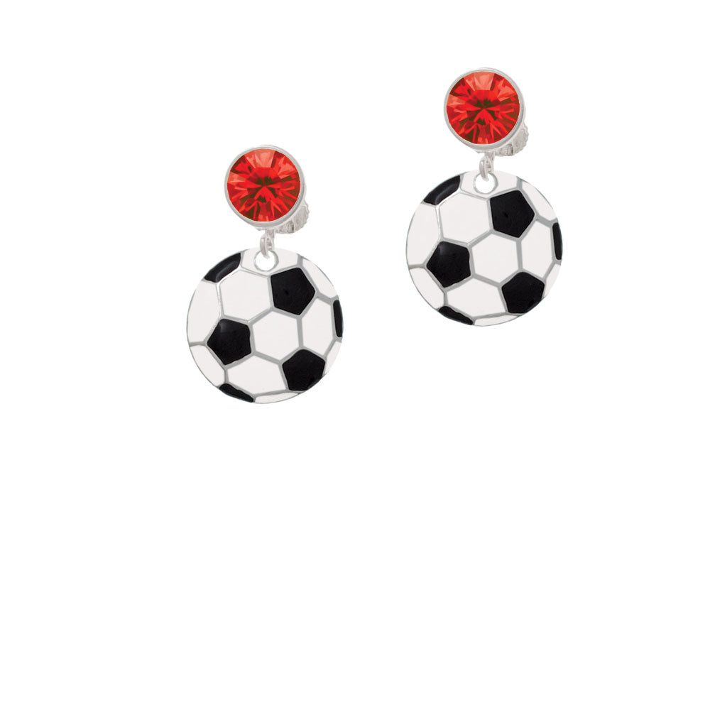 3/4 Enamel Soccer ball Crystal Clip On Earrings Image 4