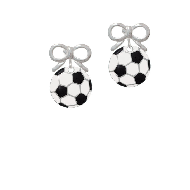 3/4 Enamel Soccer ball Crystal Clip On Earrings Image 9