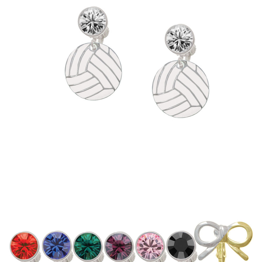 3/4 Enamel Volleyball Crystal Clip On Earrings Image 1