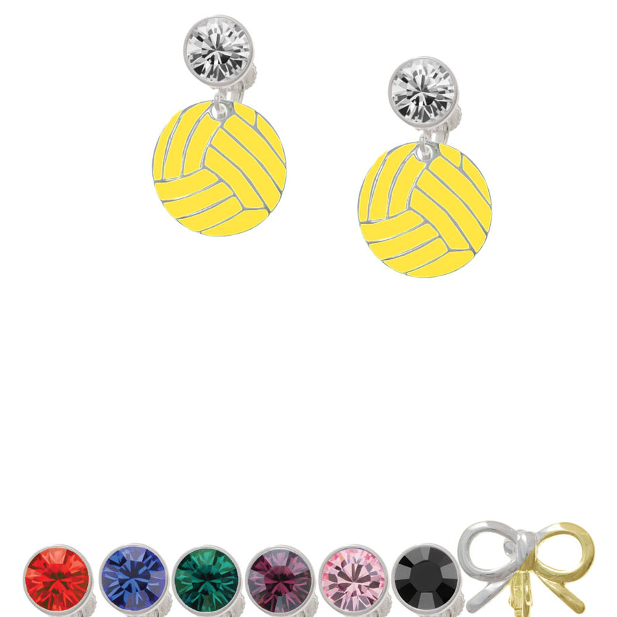 3/4 Enamel Water Polo Ball Crystal Clip On Earrings Image 1