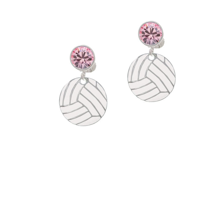 3/4 Enamel Volleyball Crystal Clip On Earrings Image 1