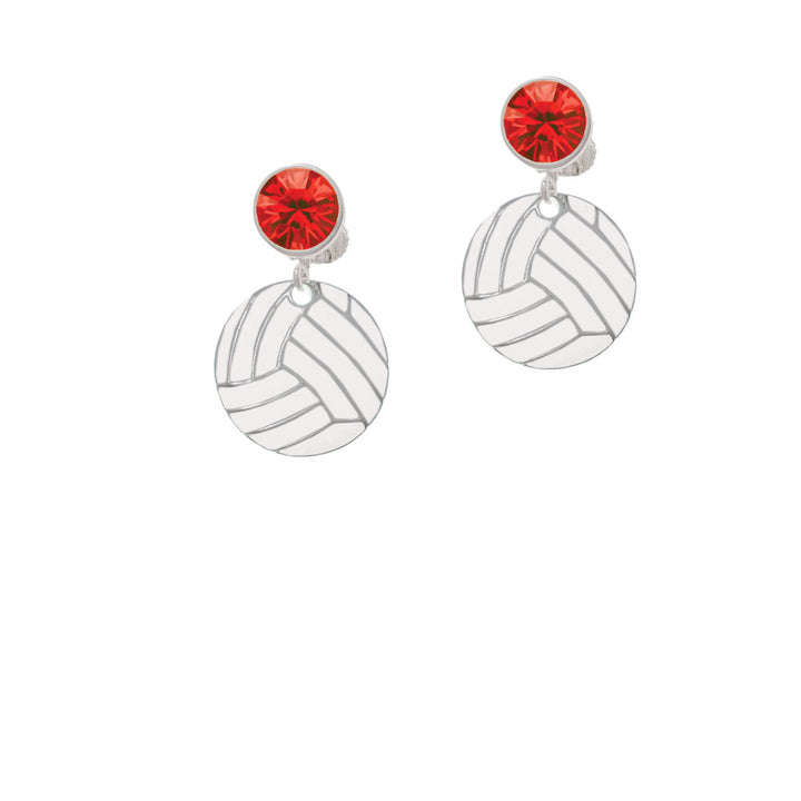 3/4 Enamel Volleyball Crystal Clip On Earrings Image 4