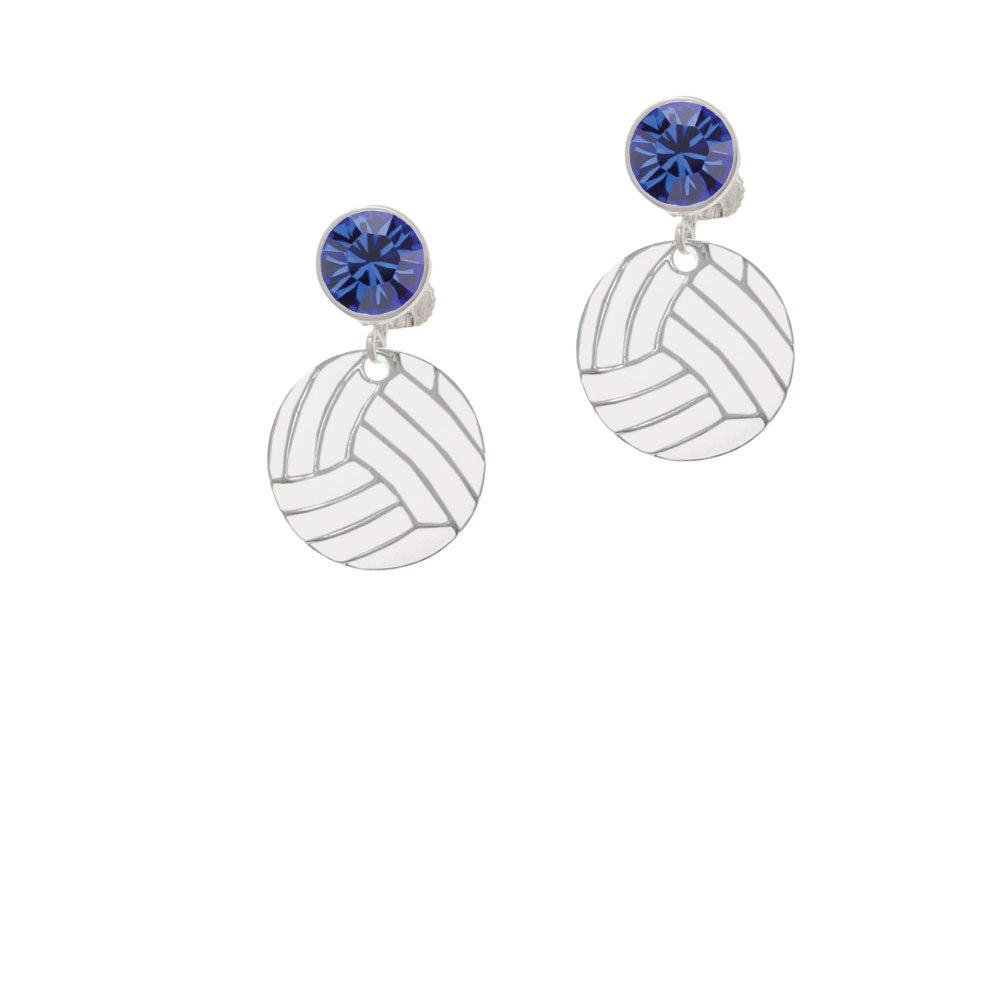 3/4 Enamel Volleyball Crystal Clip On Earrings Image 7