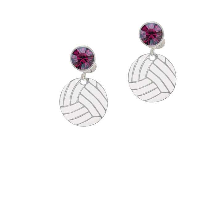 3/4 Enamel Volleyball Crystal Clip On Earrings Image 8