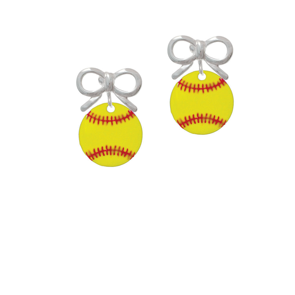 3/4 Enamel Softball Crystal Clip On Earrings Image 9