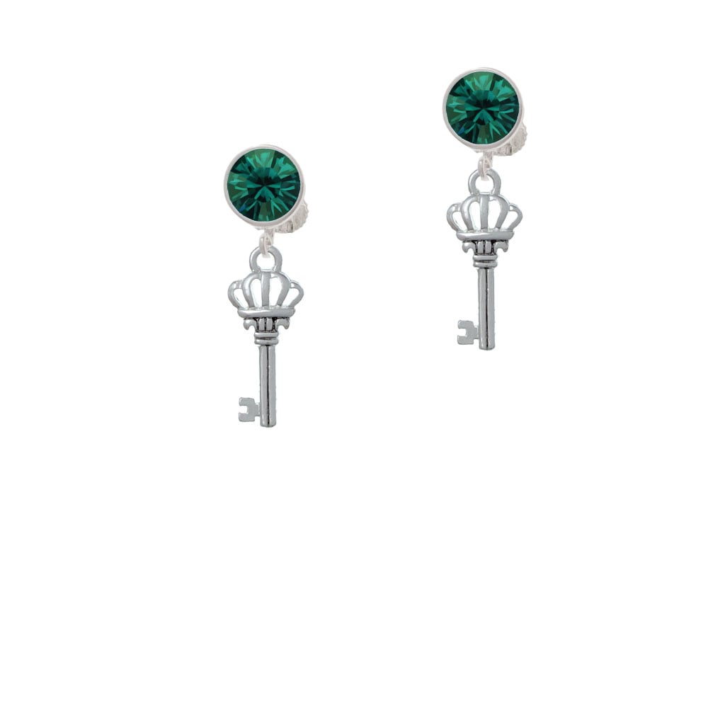 Crown Key Crystal Clip On Earrings Image 6