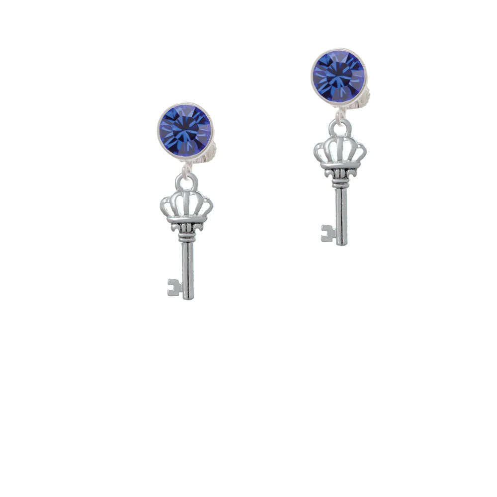 Crown Key Crystal Clip On Earrings Image 7