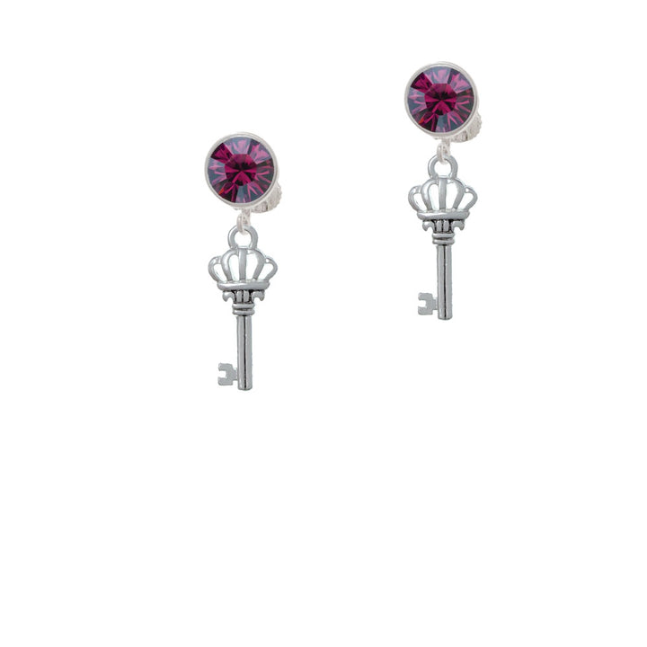 Crown Key Crystal Clip On Earrings Image 8