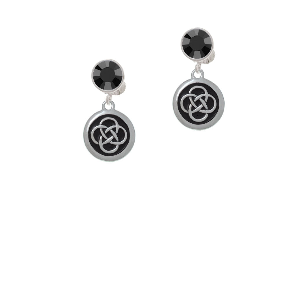 Celtic Knot in Black Circle Crystal Clip On Earrings Image 3