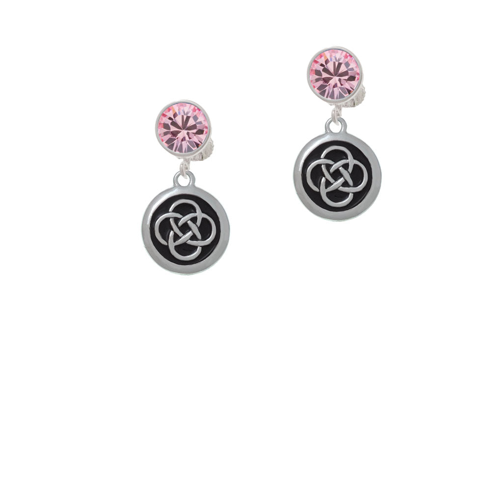 Celtic Knot in Black Circle Crystal Clip On Earrings Image 4