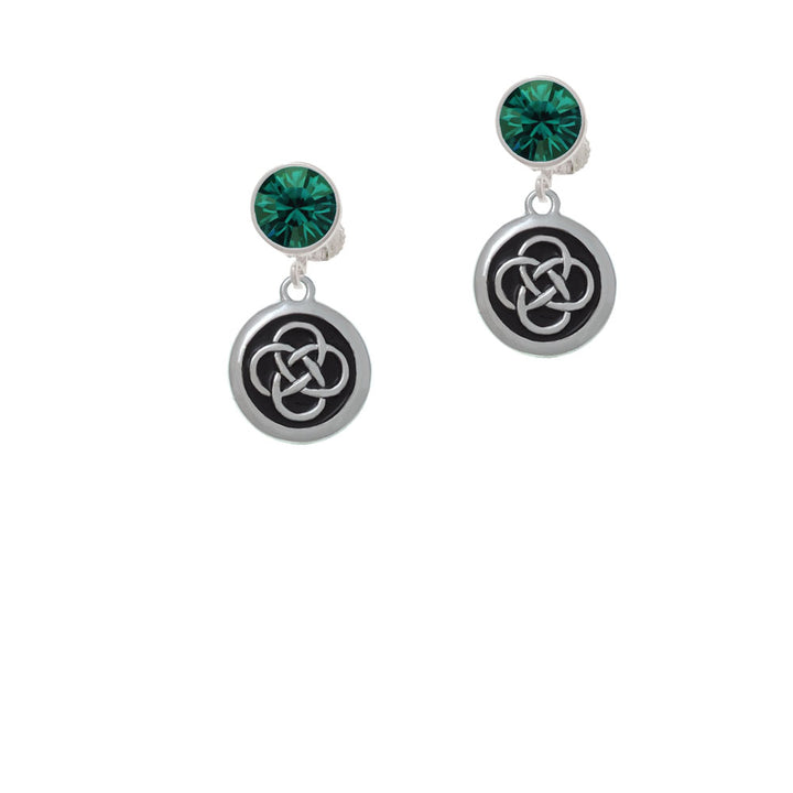 Celtic Knot in Black Circle Crystal Clip On Earrings Image 6