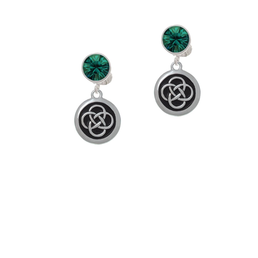 Celtic Knot in Black Circle Crystal Clip On Earrings Image 1