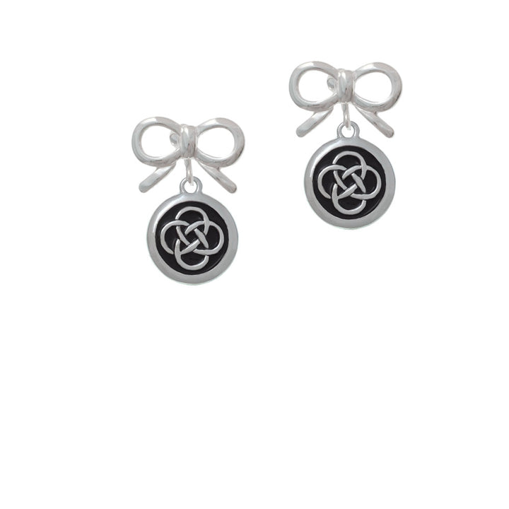 Celtic Knot in Black Circle Crystal Clip On Earrings Image 9