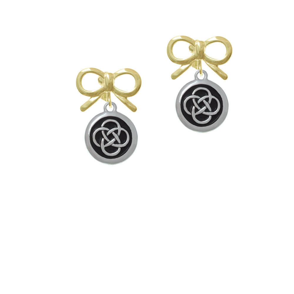 Celtic Knot in Black Circle Crystal Clip On Earrings Image 10