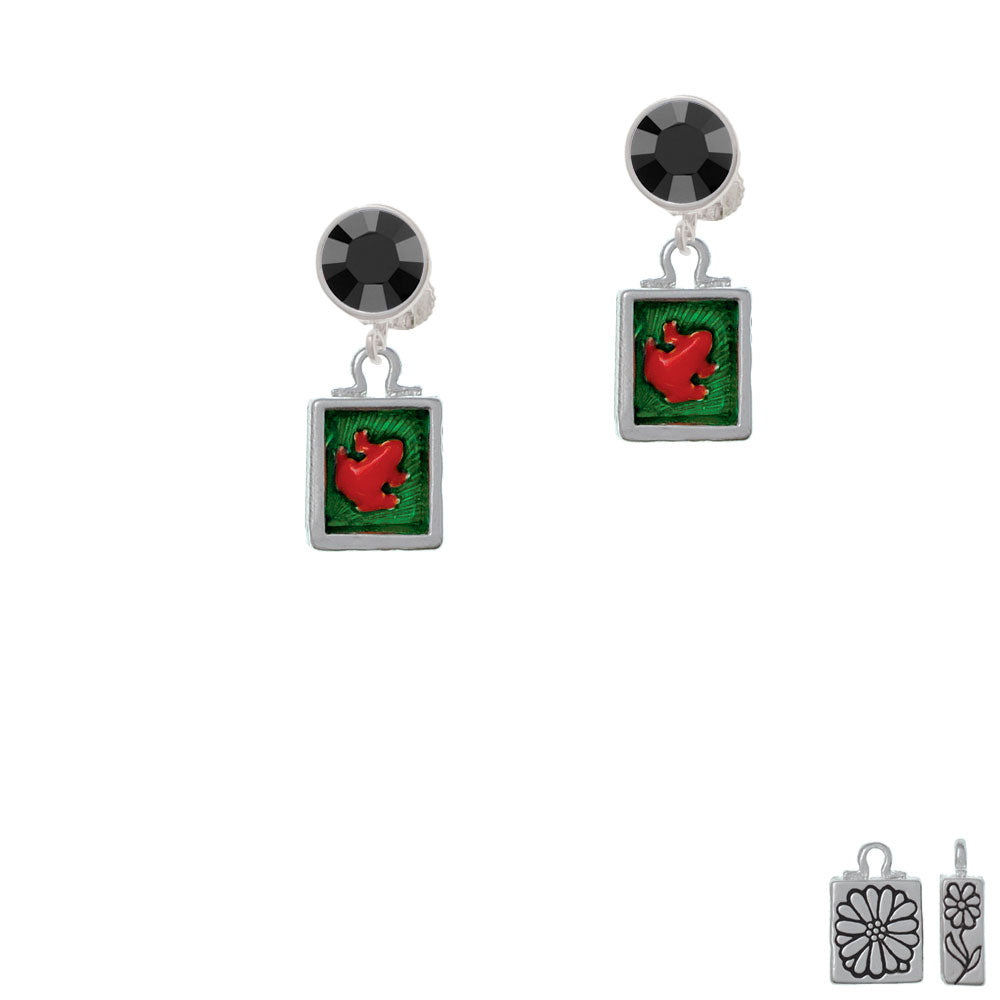 Red Tree Frog in Shadow Box Crystal Clip On Earrings Image 3