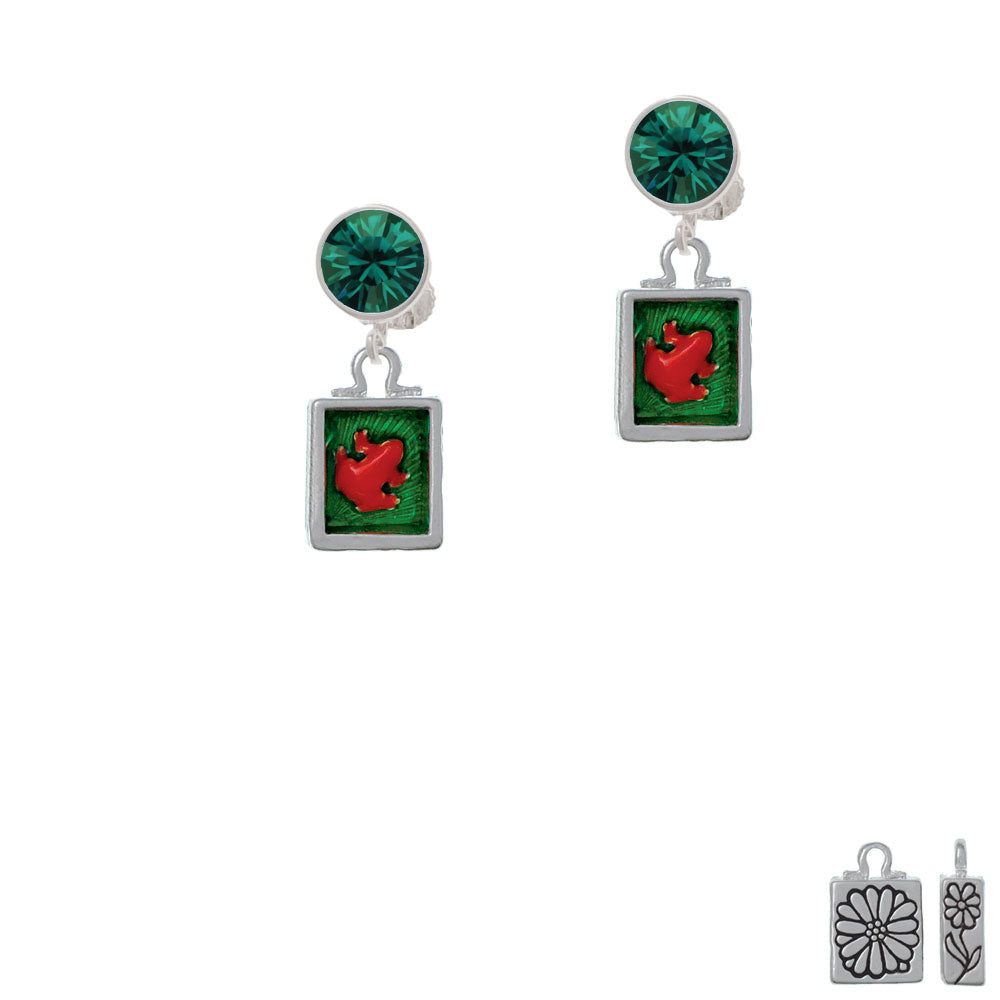 Red Tree Frog in Shadow Box Crystal Clip On Earrings Image 6