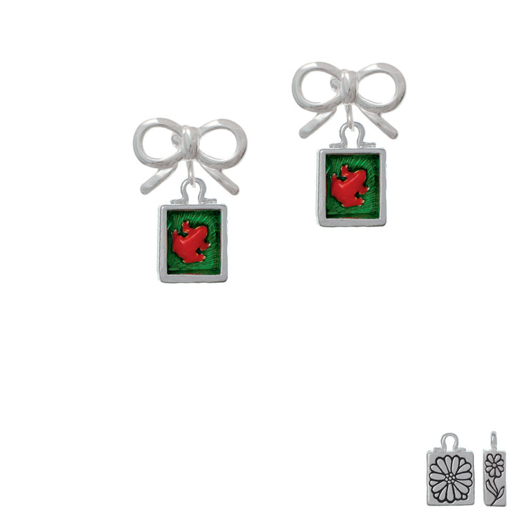 Red Tree Frog in Shadow Box Crystal Clip On Earrings Image 9