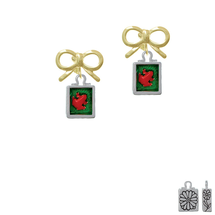 Red Tree Frog in Shadow Box Crystal Clip On Earrings Image 10