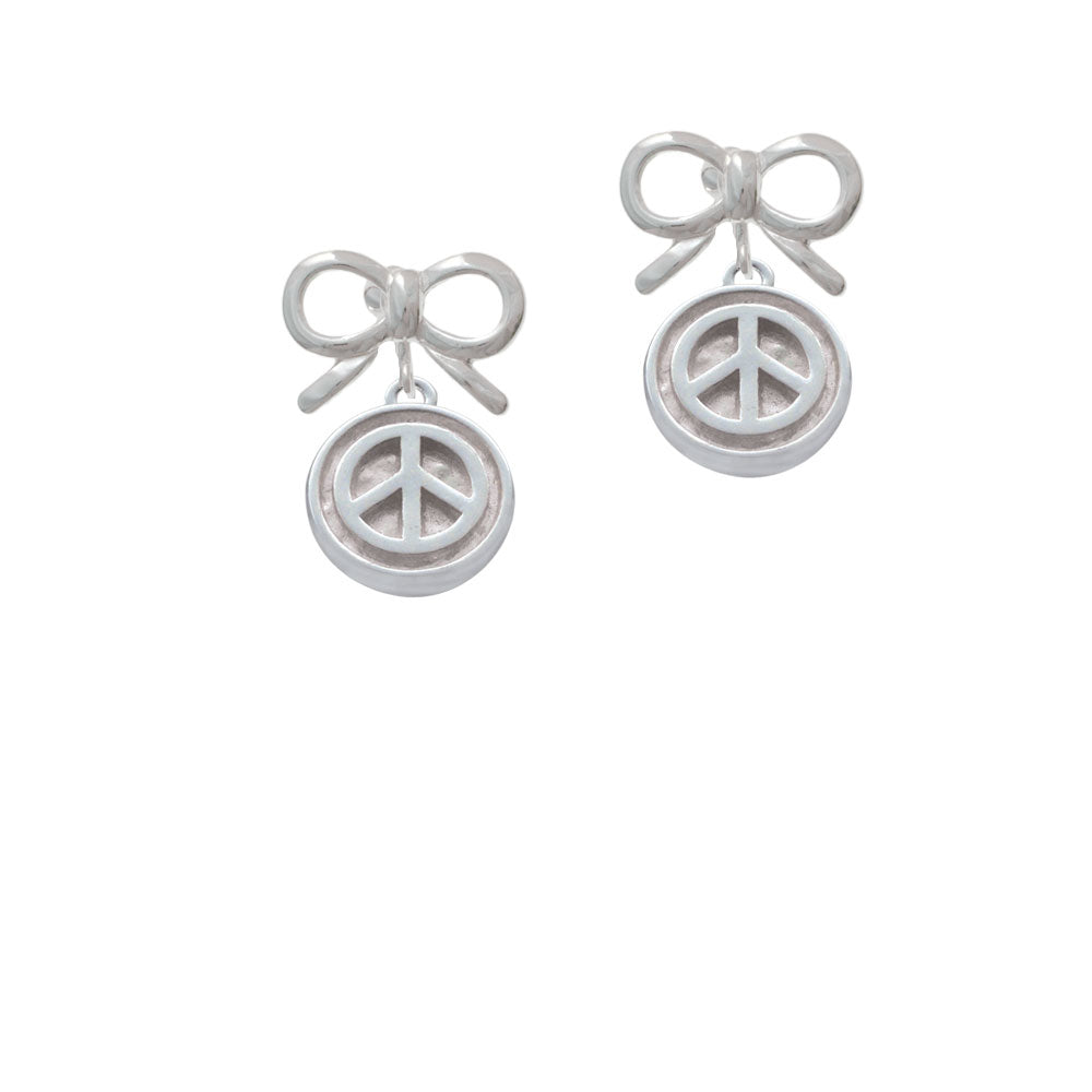 Peace Sign - Round Seal Crystal Clip On Earrings Image 9