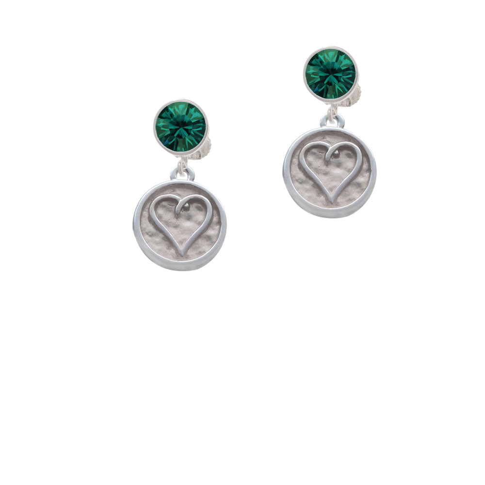 Heart Outline - Round Seal Crystal Clip On Earrings Image 6