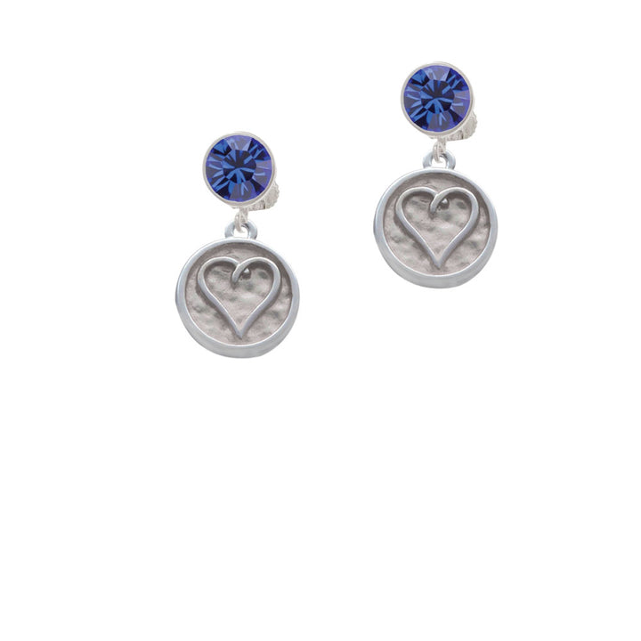 Heart Outline - Round Seal Crystal Clip On Earrings Image 7