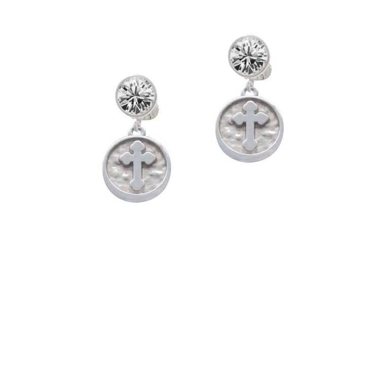 Botonee Cross - Round Seal Crystal Clip On Earrings Image 2