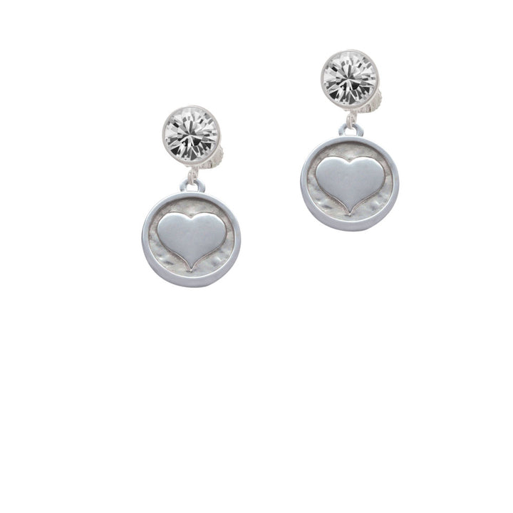 Smooth Heart - Round Seal Crystal Clip On Earrings Image 2