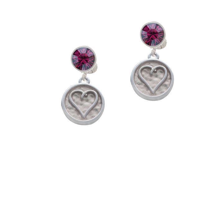 Heart Outline - Round Seal Crystal Clip On Earrings Image 8