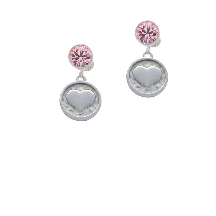 Smooth Heart - Round Seal Crystal Clip On Earrings Image 4