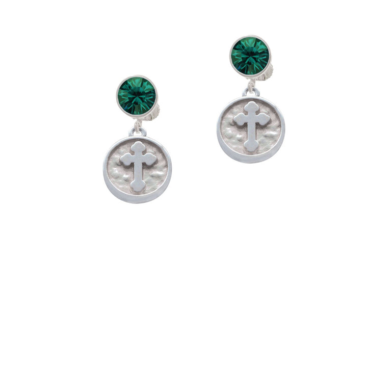 Botonee Cross - Round Seal Crystal Clip On Earrings Image 6