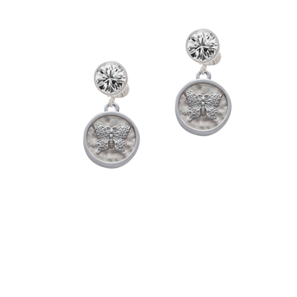 Butterfly - Round Seal Crystal Clip On Earrings Image 2