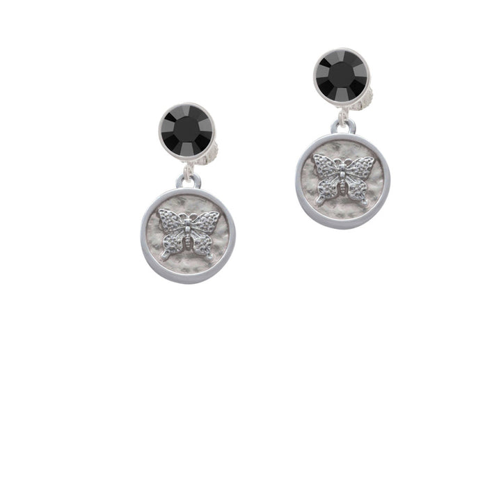 Butterfly - Round Seal Crystal Clip On Earrings Image 3